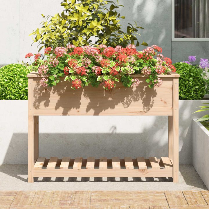 plantekasse med hylde 111,5x54x81 cm massivt fyrretræ
