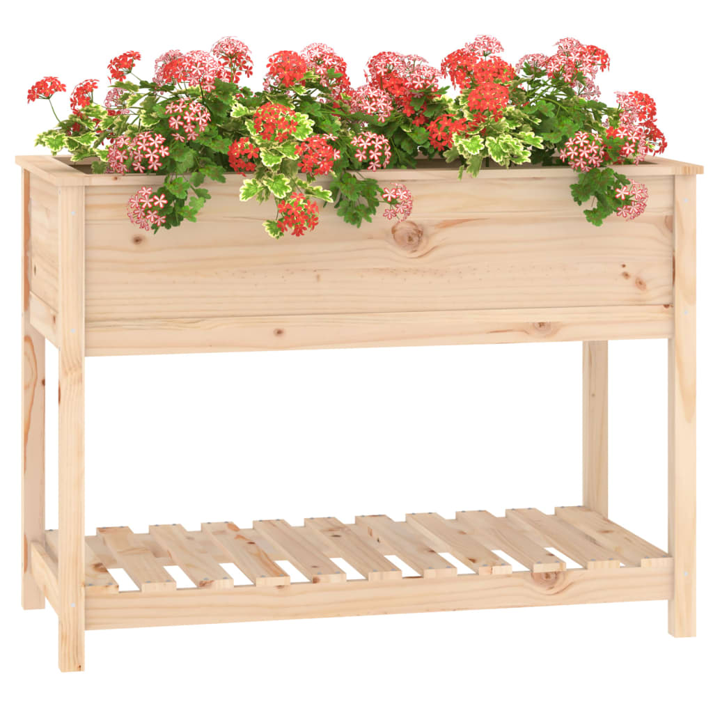plantekasse med hylde 111,5x54x81 cm massivt fyrretræ
