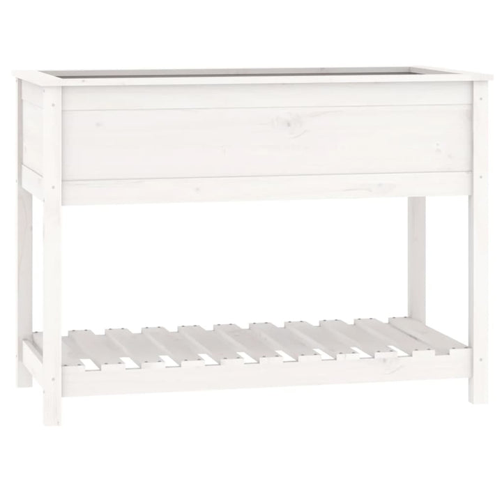 plantekasse med hylde 111,5x54x81 cm massivt fyrretræ hvid