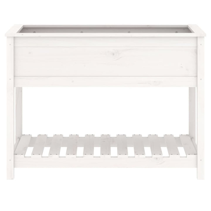 plantekasse med hylde 111,5x54x81 cm massivt fyrretræ hvid