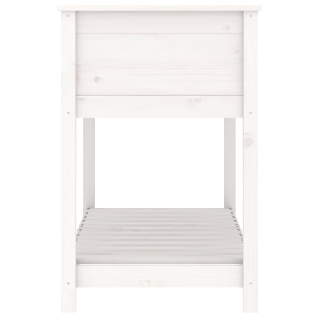 plantekasse med hylde 111,5x54x81 cm massivt fyrretræ hvid