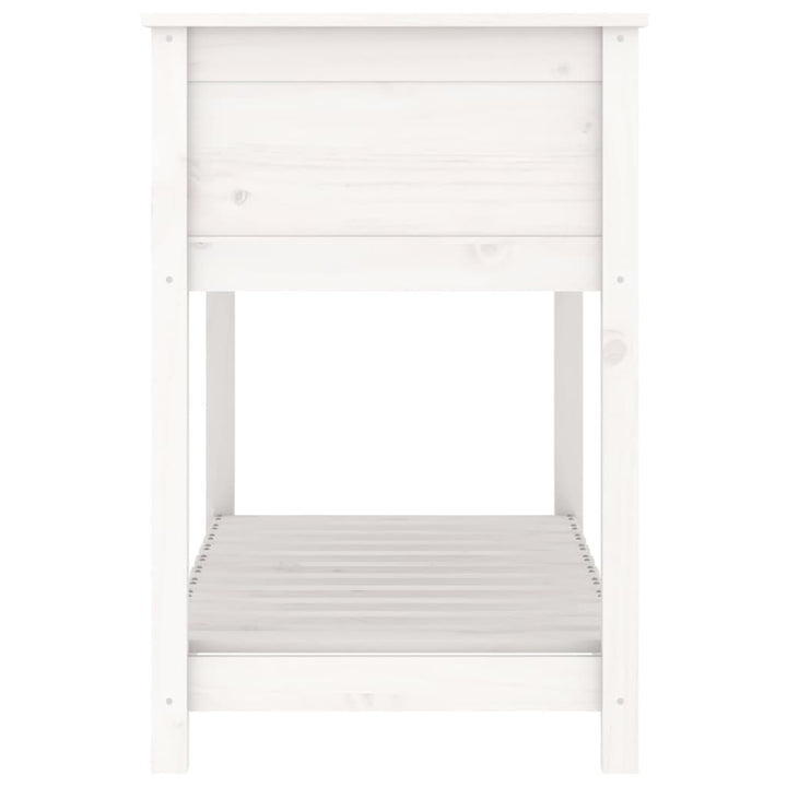 plantekasse med hylde 111,5x54x81 cm massivt fyrretræ hvid