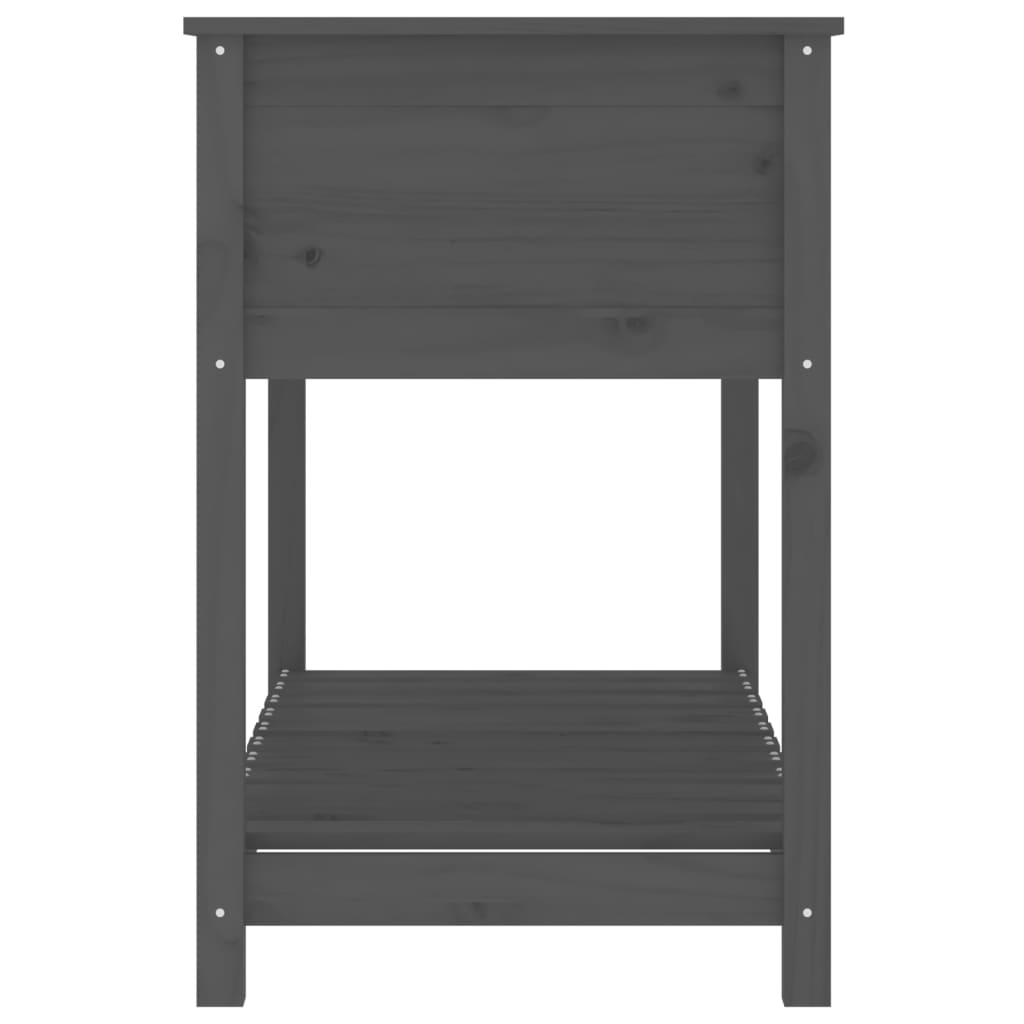 plantekasse med hylde 111,5x54x81 cm massivt fyrretræ grå