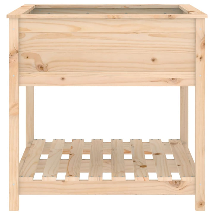 plantekasse med hylde 82,5x82,5x81 cm massivt fyrretræ