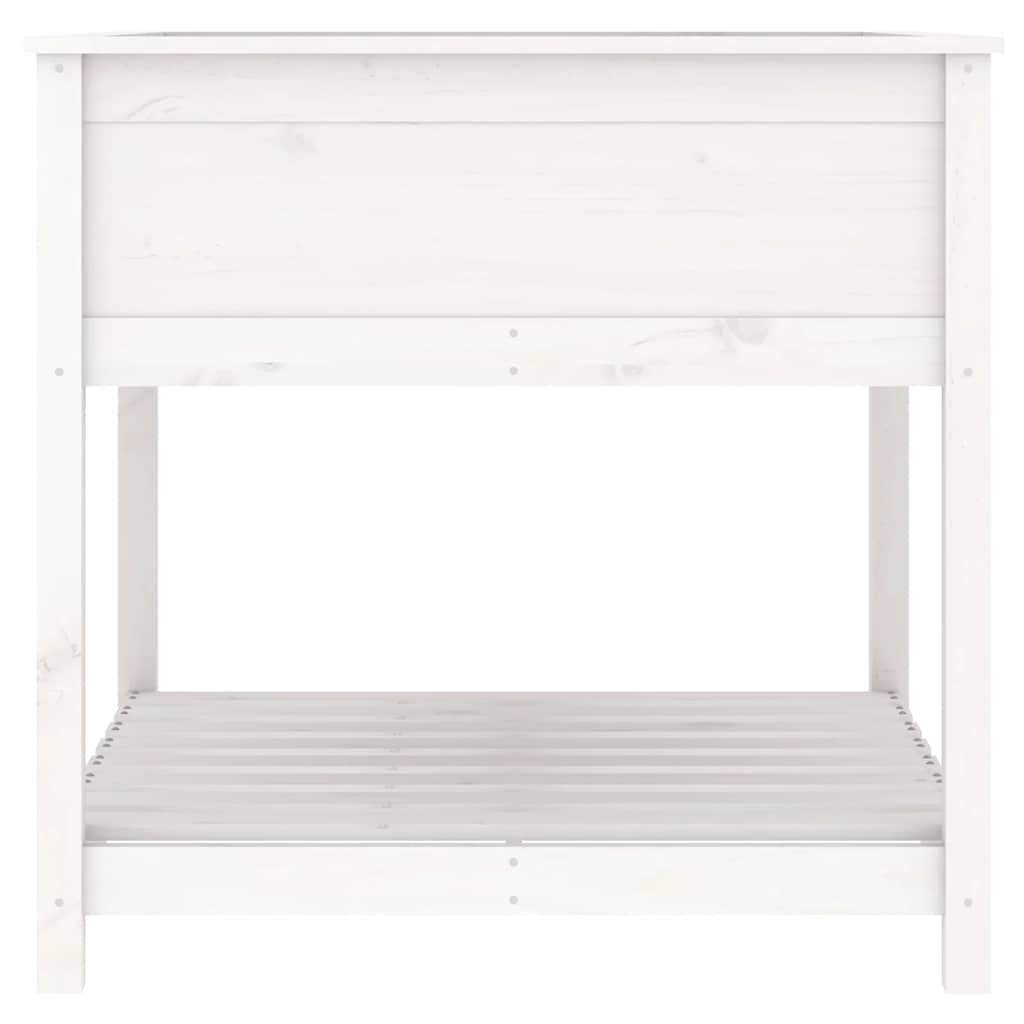 plantekasse med hylde 82,5x82,5x81 cm massivt fyrretræ hvid