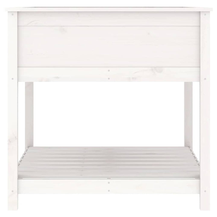 plantekasse med hylde 82,5x82,5x81 cm massivt fyrretræ hvid