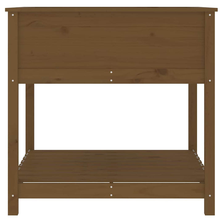 plantekasse med hylde82,5x82,5x81cm massivt fyrretræ gyldenbrun