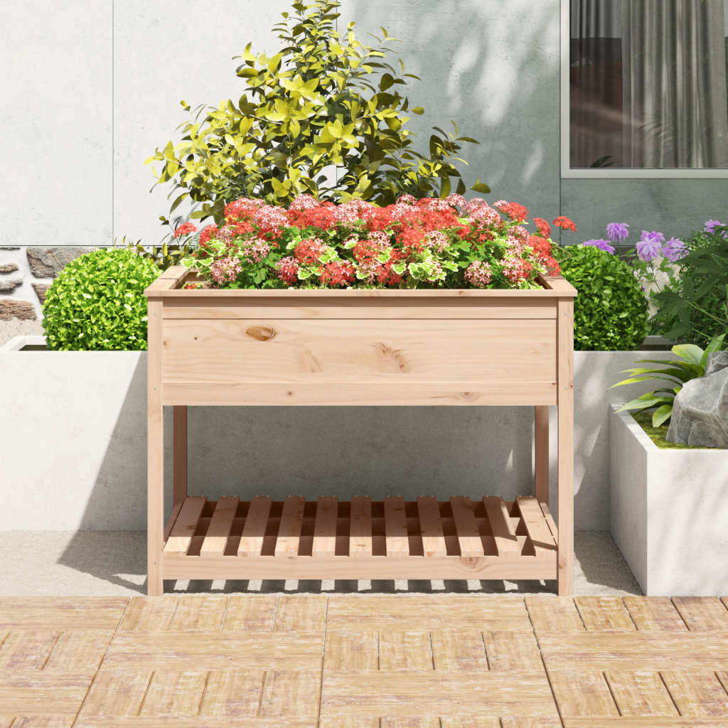 plantekasse med hylde 111,5x111,5x81 cm massivt fyrretræ