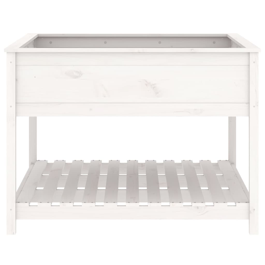 plantekasse med hylde 111,5x111,5x81 cm massivt fyrretræ hvid