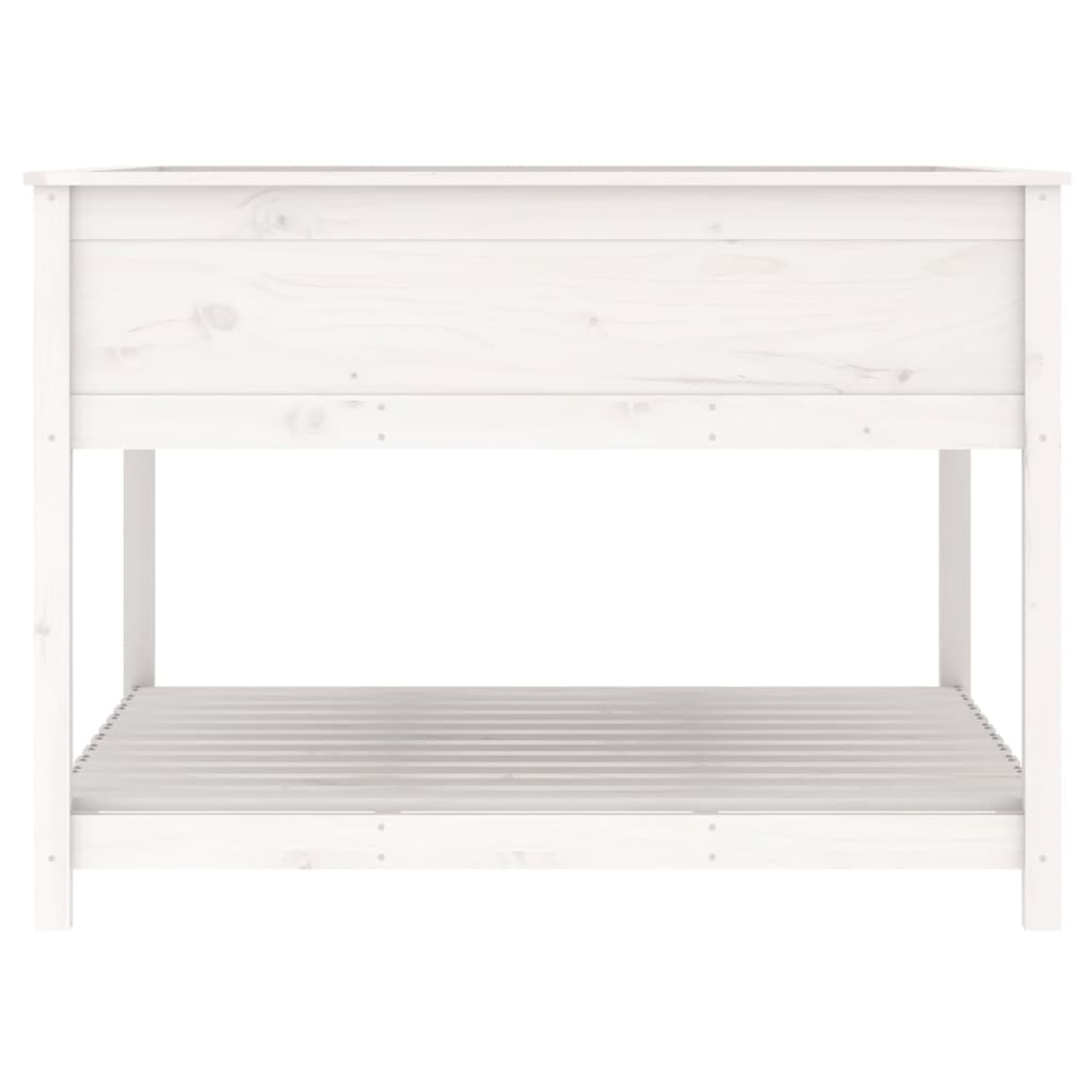 plantekasse med hylde 111,5x111,5x81 cm massivt fyrretræ hvid
