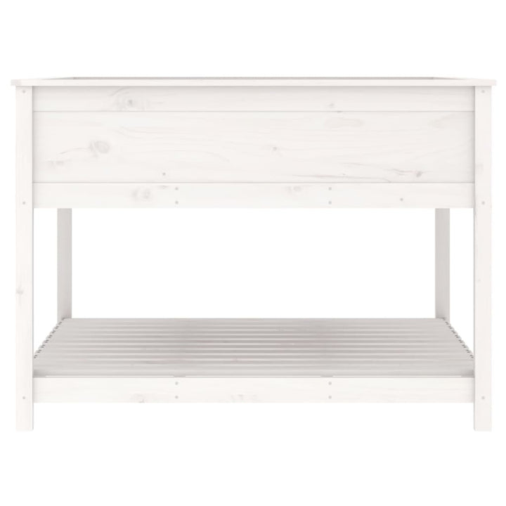 plantekasse med hylde 111,5x111,5x81 cm massivt fyrretræ hvid