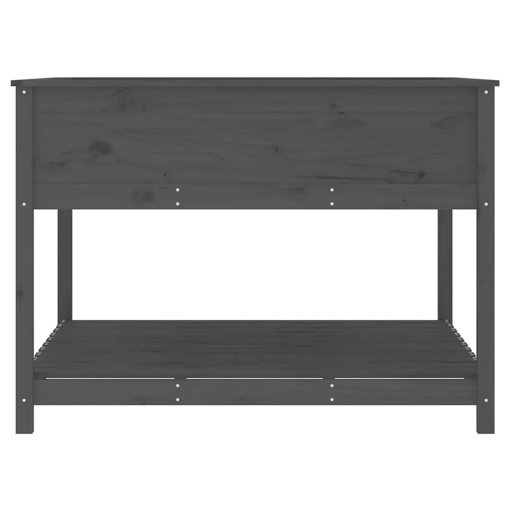 plantekasse med hylde 111,5x111,5x81 cm massivt fyrretræ grå