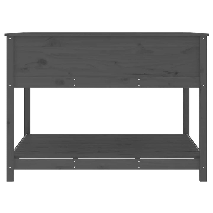 plantekasse med hylde 111,5x111,5x81 cm massivt fyrretræ grå