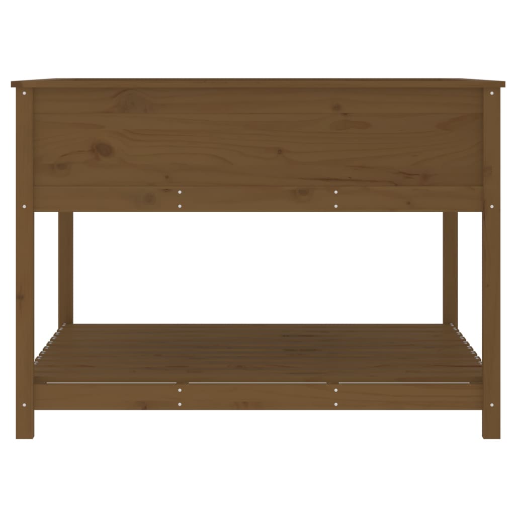 plantekasse med hylde 111,5x111,5x81 cm massivt fyrretræ brun