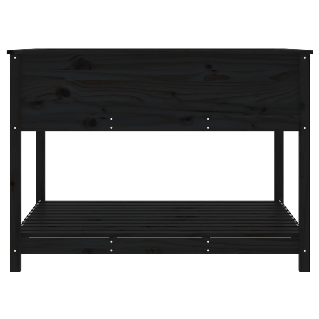 plantekasse med hylde 111,5x111,5x81 cm massivt fyrretræ sort