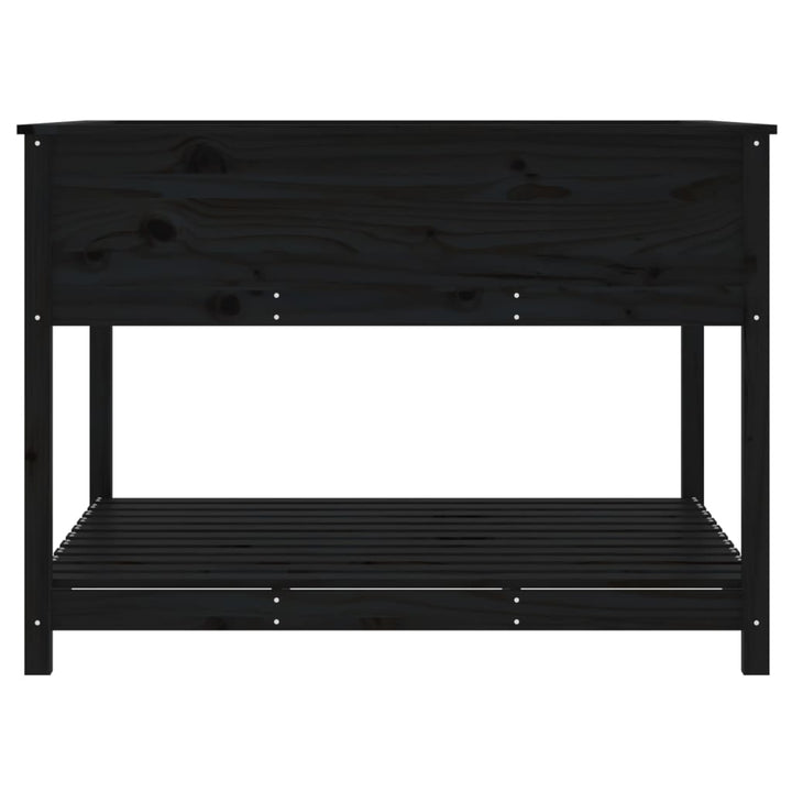 plantekasse med hylde 111,5x111,5x81 cm massivt fyrretræ sort