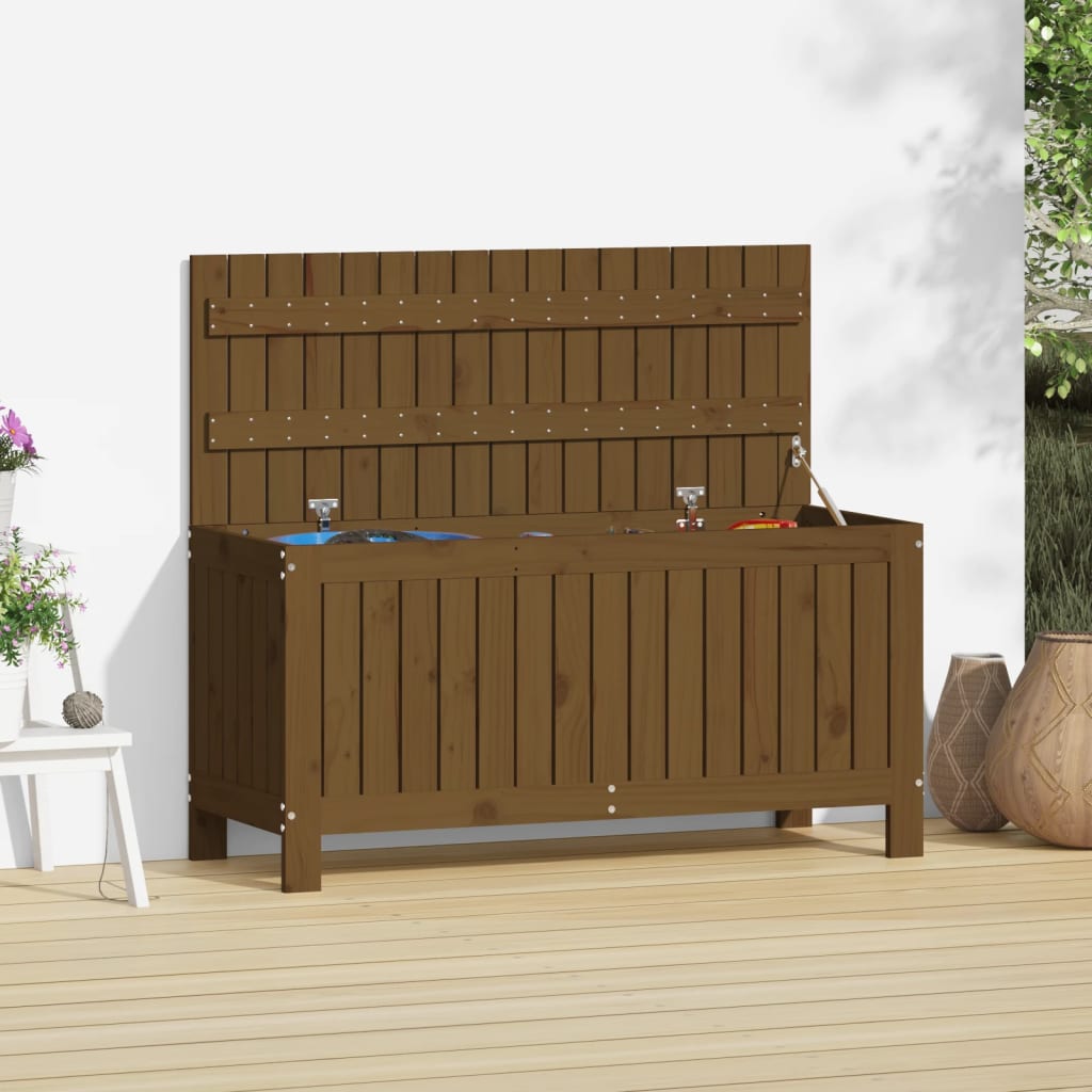 havekasse 108x42,5x54 cm massivt fyrretræ gyldenbrun
