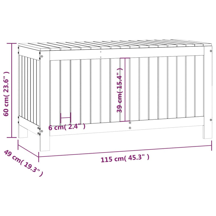 opbevaringskasse til haven 115x49x60 cm massivt fyrretræ