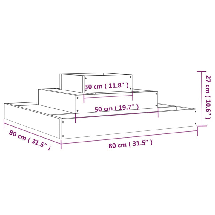 plantekasse 80x80x27 cm massivt fyrretræ hvid