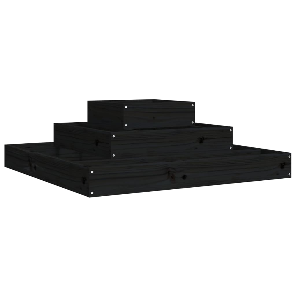 plantekasse 80x80x27 cm massivt fyrretræ sort