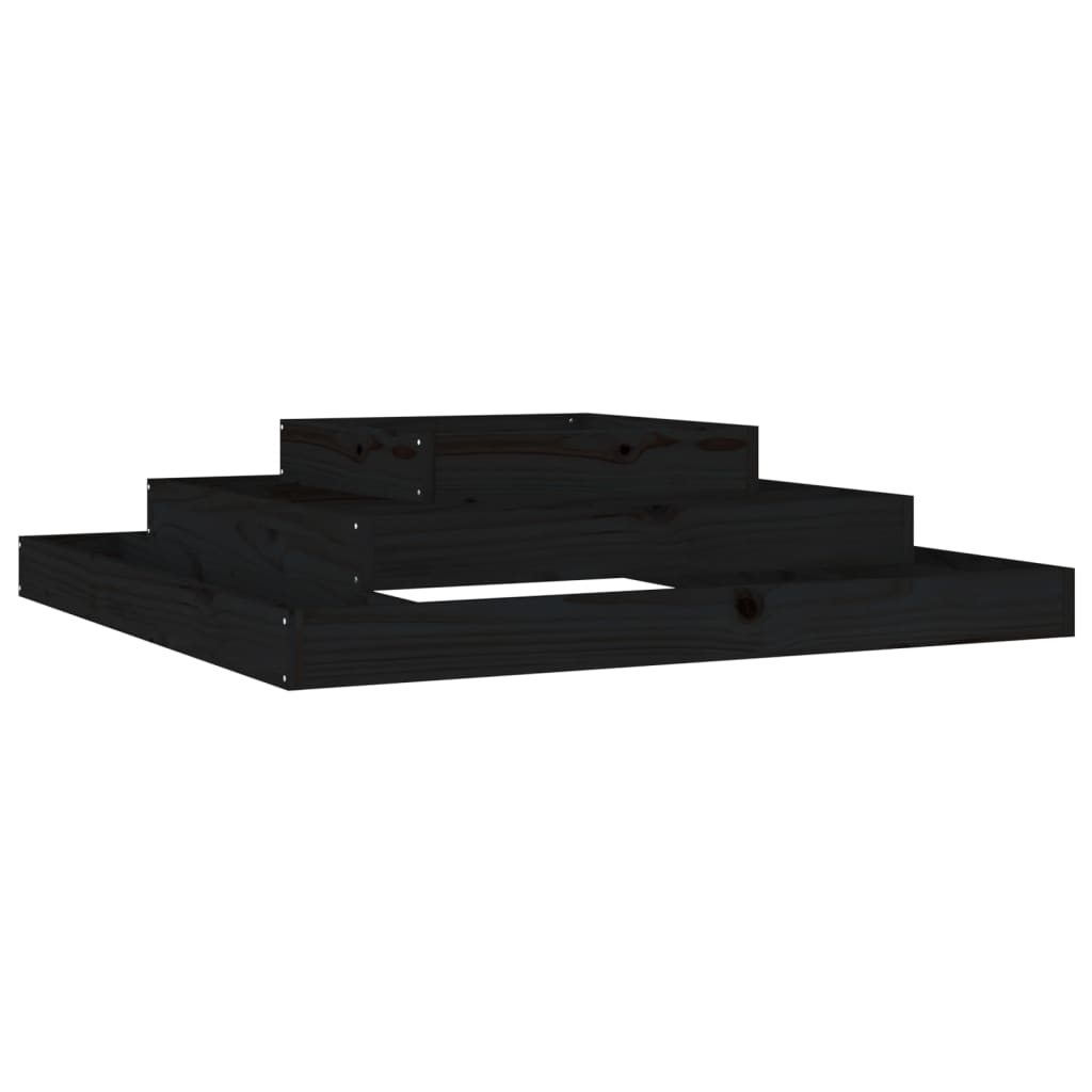 plantekasse 110x110x27 cm massivt fyrretræ sort