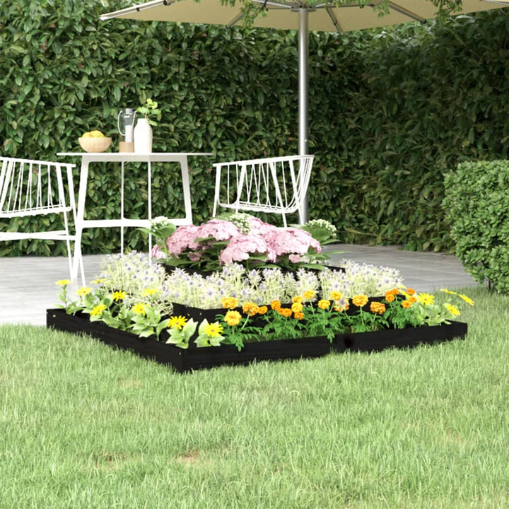 plantekasse 110x110x27 cm massivt fyrretræ sort