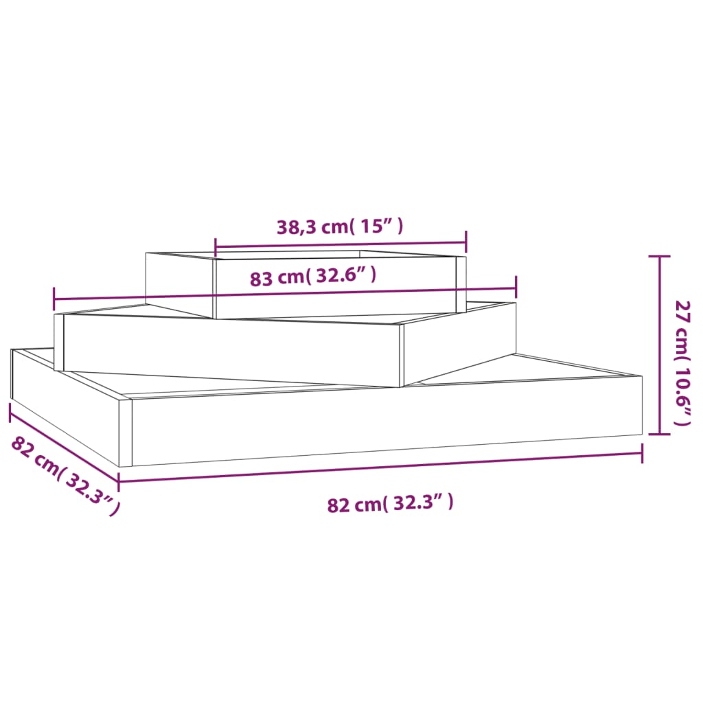 plantekasse 83x83x27 cm massivt fyrretræ