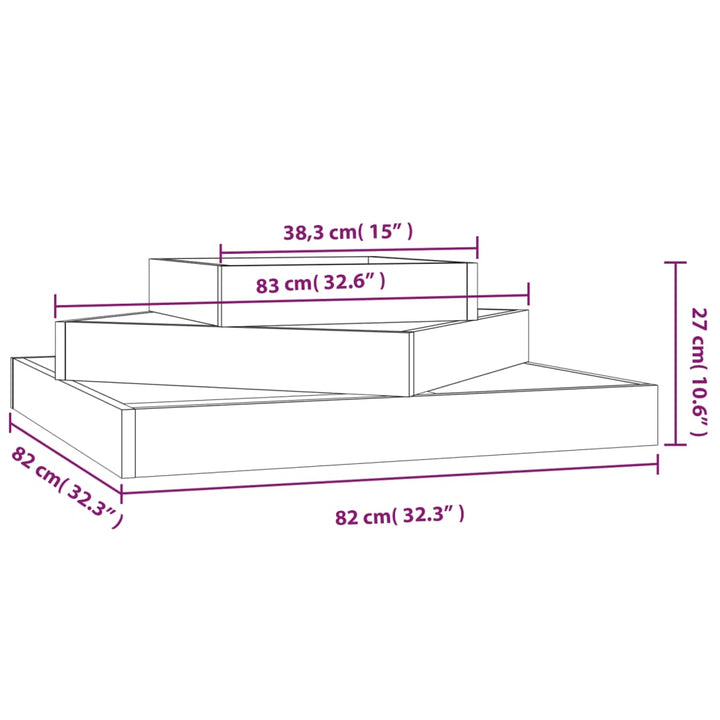 plantekasse 83x83x27 cm massivt fyrretræ
