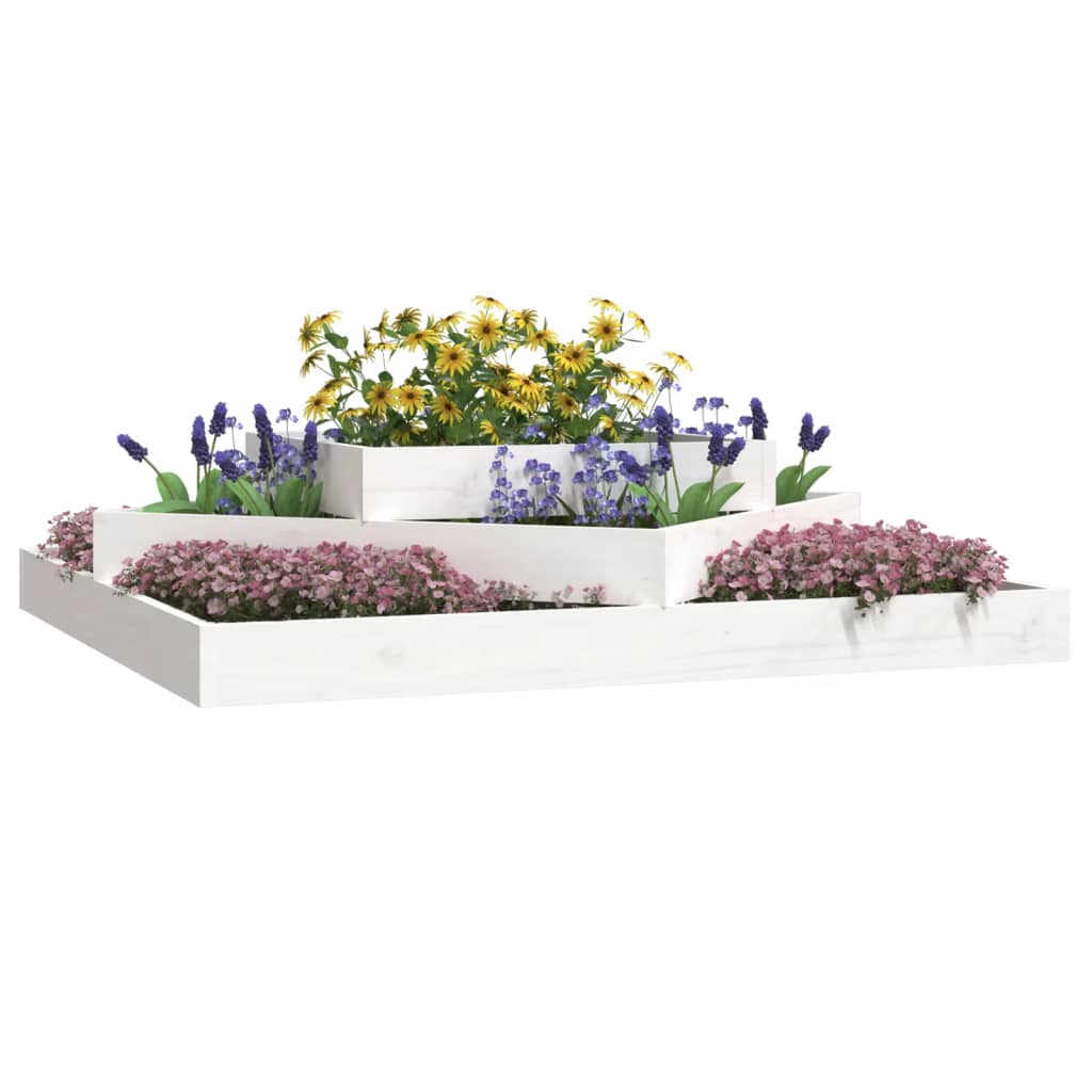 plantekasse 112x112x27 cm massivt fyrretræ hvid