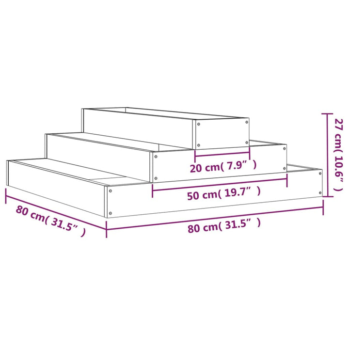 plantekasse 80x80x27 cm massivt fyrretræ hvid