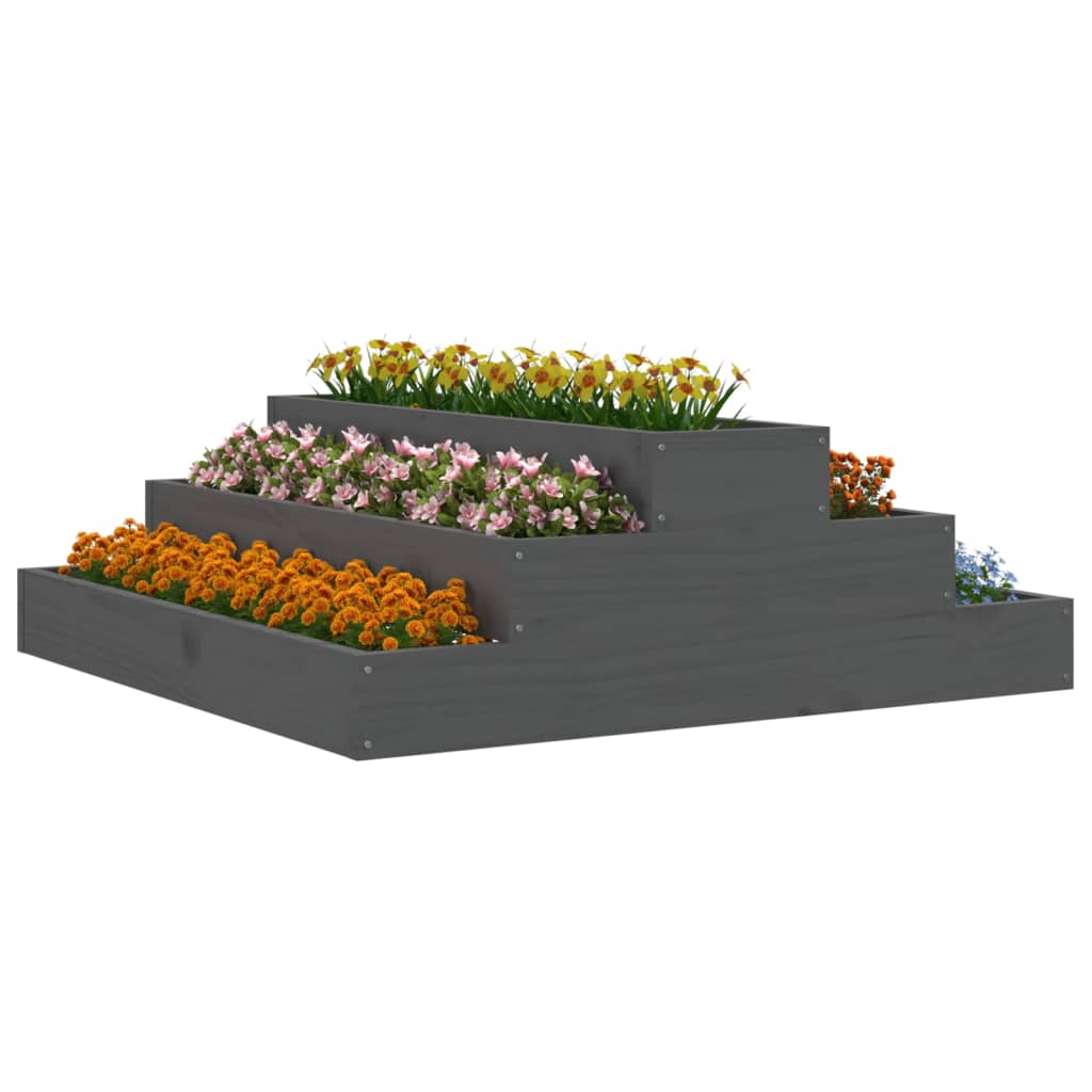 plantekasse 80x80x27 cm massivt fyrretræ grå