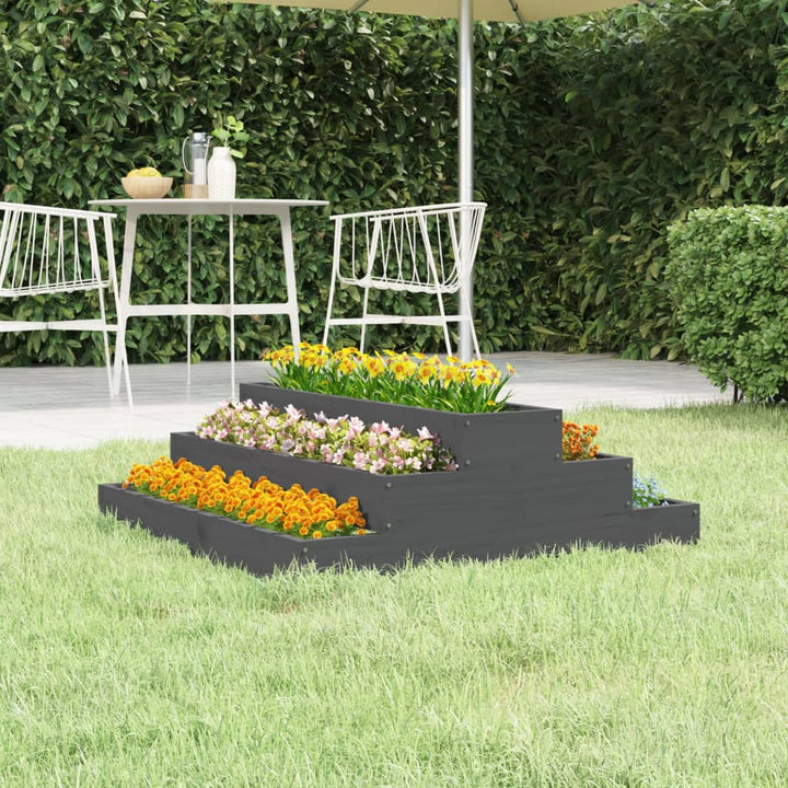 plantekasse 80x80x27 cm massivt fyrretræ grå