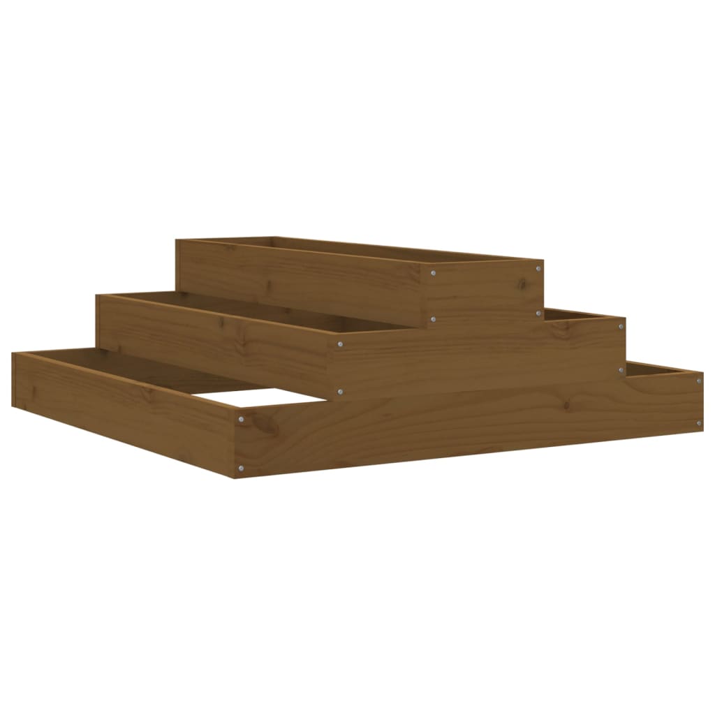 plantekasse 80x80x27 cm massivt fyrretræ gyldenbrun