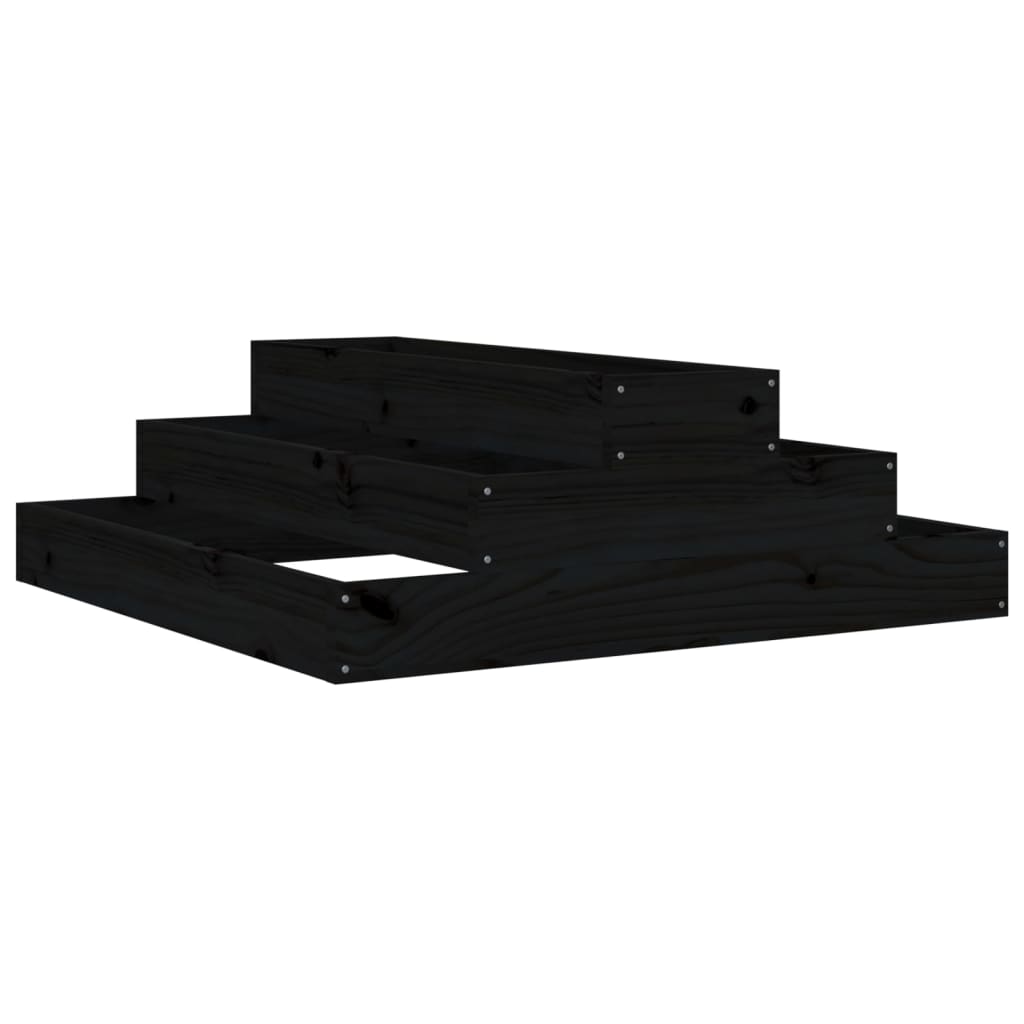 plantekasse 80x80x27 cm massivt fyrretræ sort