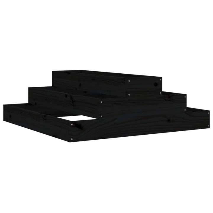 plantekasse 80x80x27 cm massivt fyrretræ sort
