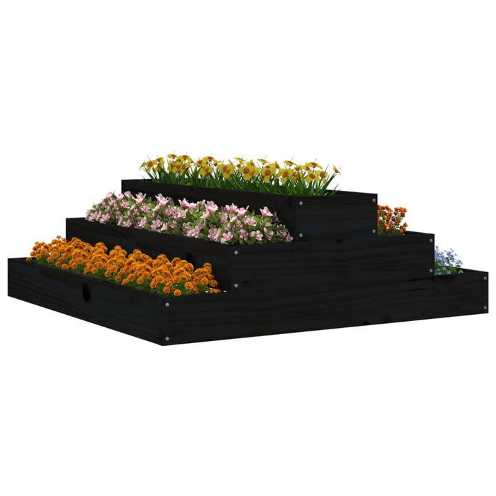 plantekasse 80x80x27 cm massivt fyrretræ sort
