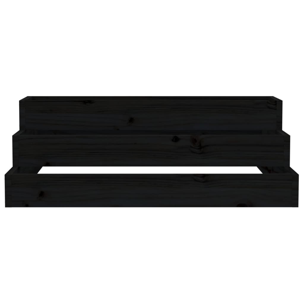 plantekasse 80x80x27 cm massivt fyrretræ sort