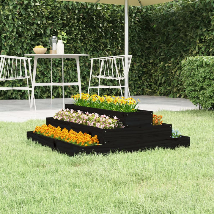 plantekasse 80x80x27 cm massivt fyrretræ sort