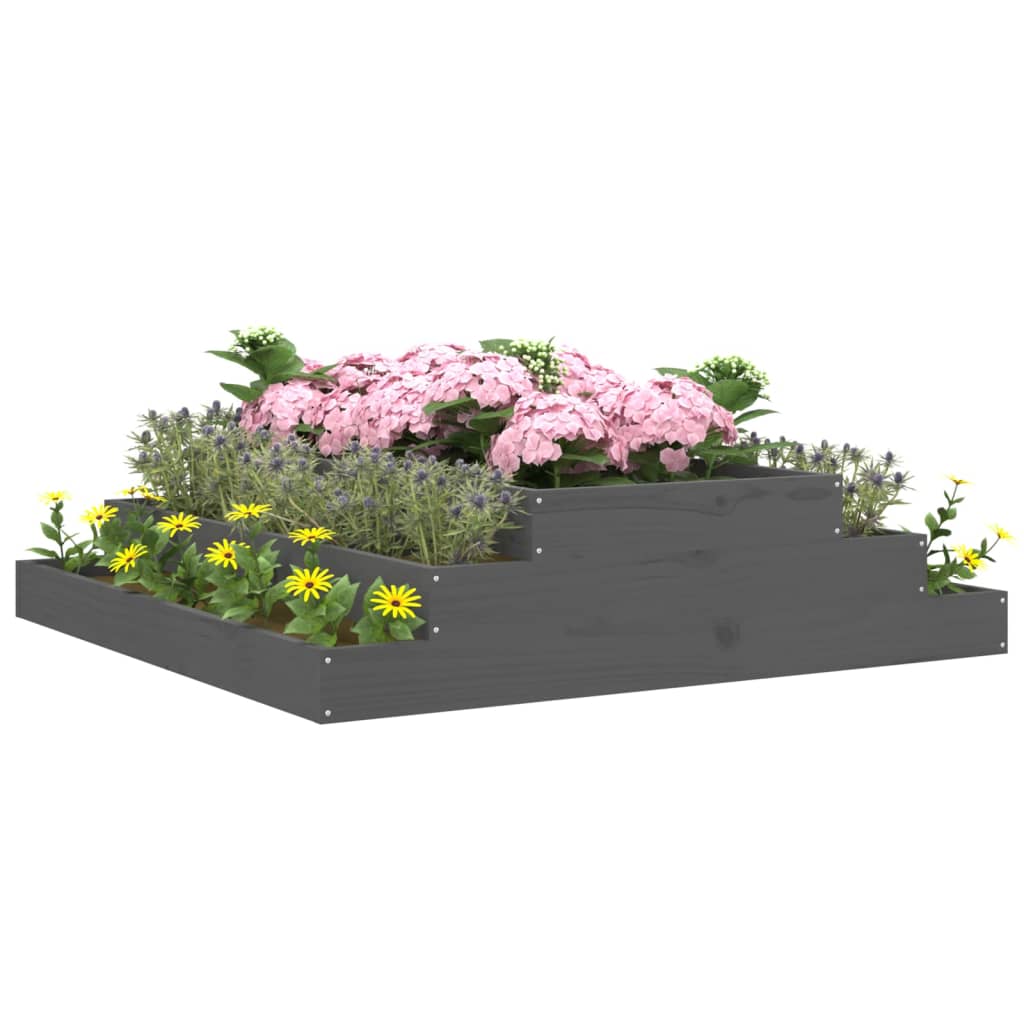 plantekasse 110x110x27 cm massivt fyrretræ grå