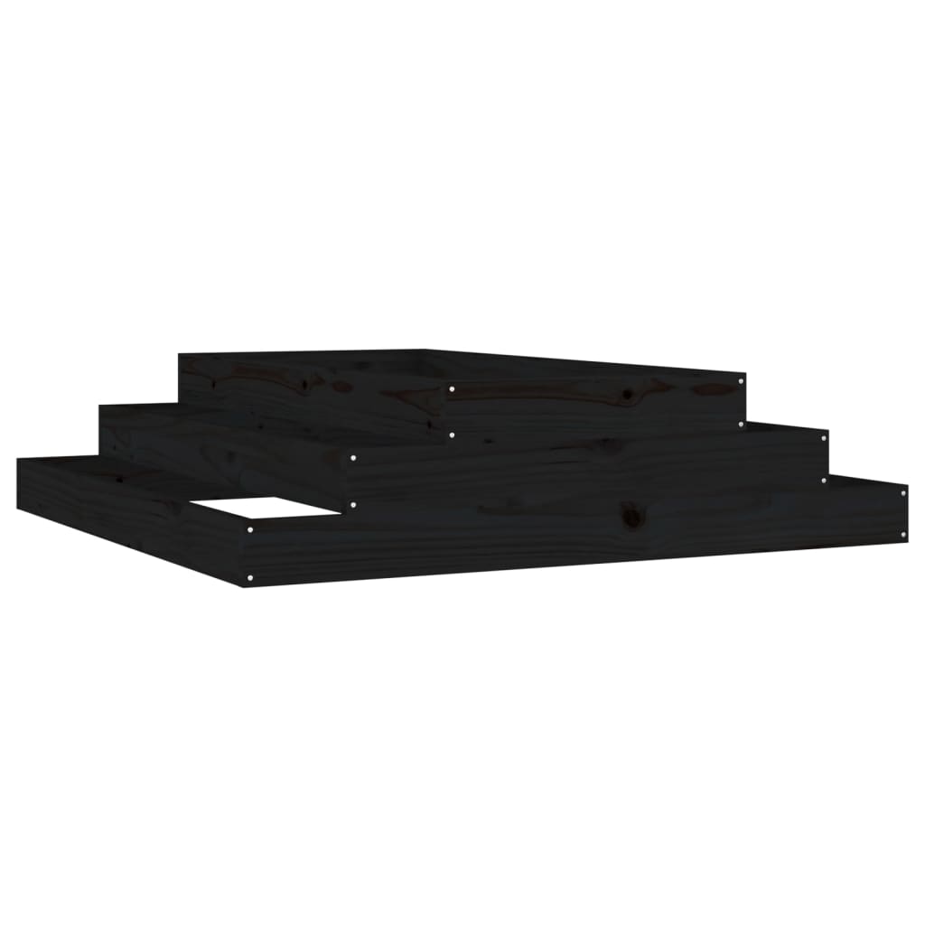 plantekasse 110x110x27 cm massivt fyrretræ sort