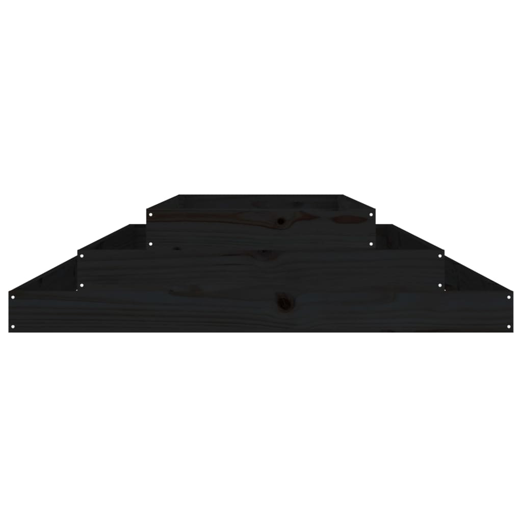 plantekasse 110x110x27 cm massivt fyrretræ sort