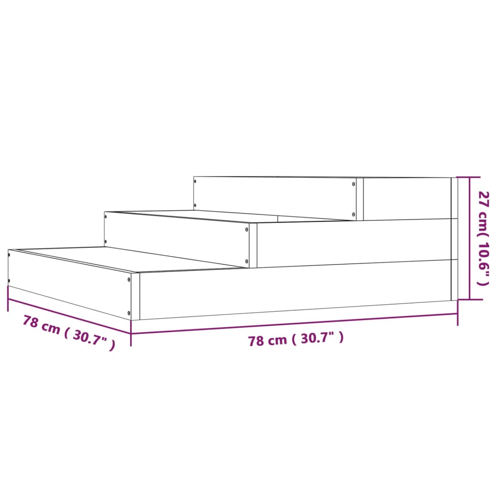 plantekasse 78x78x27 cm massivt fyrretræ hvid