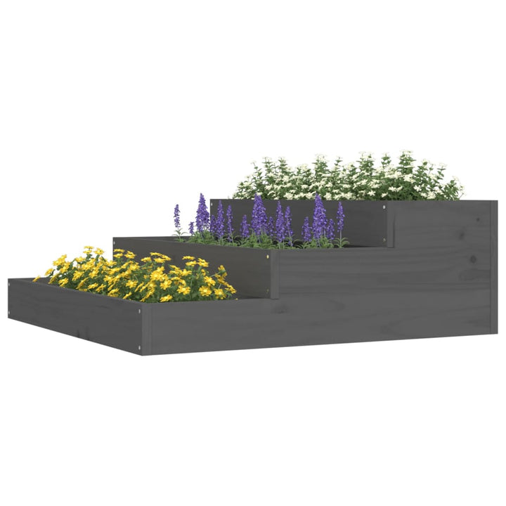 plantekasse 78x78x27 cm massivt fyrretræ grå