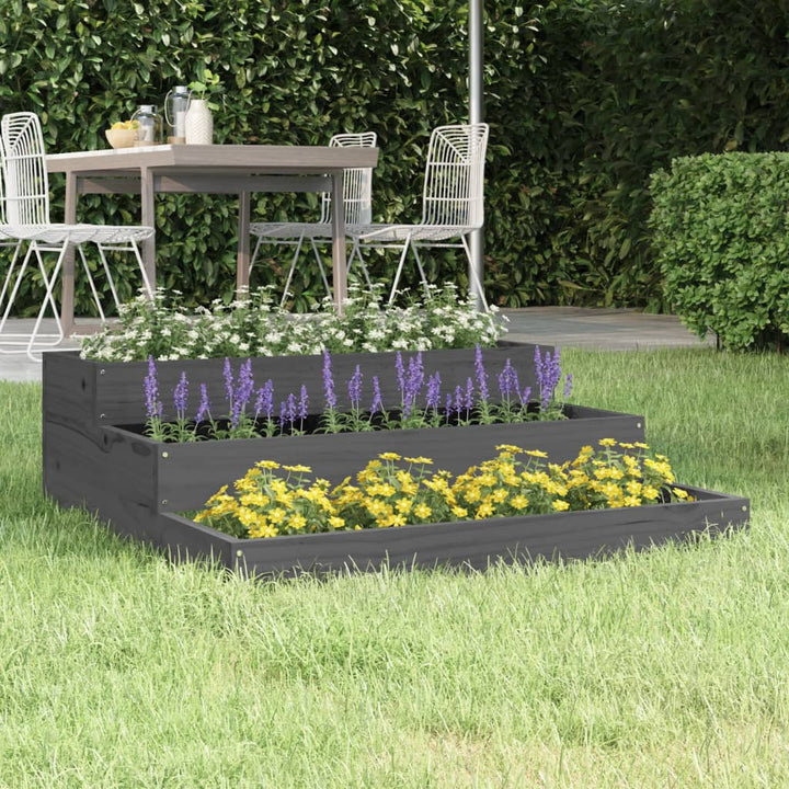 plantekasse 78x78x27 cm massivt fyrretræ grå
