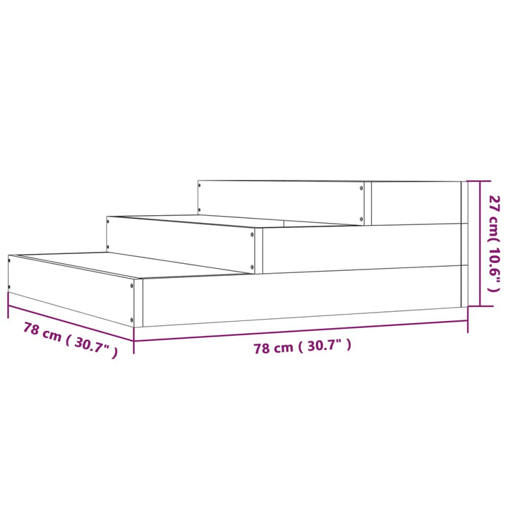plantekasse 78x78x27 cm massivt fyrretræ sort