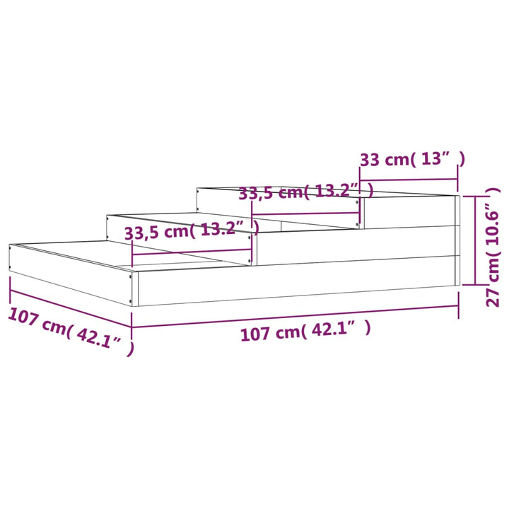 plantekasse 107x107x27 cm massivt fyrretræ hvid