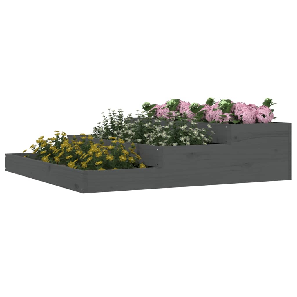 plantekasse 107x107x27 cm massivt fyrretræ grå