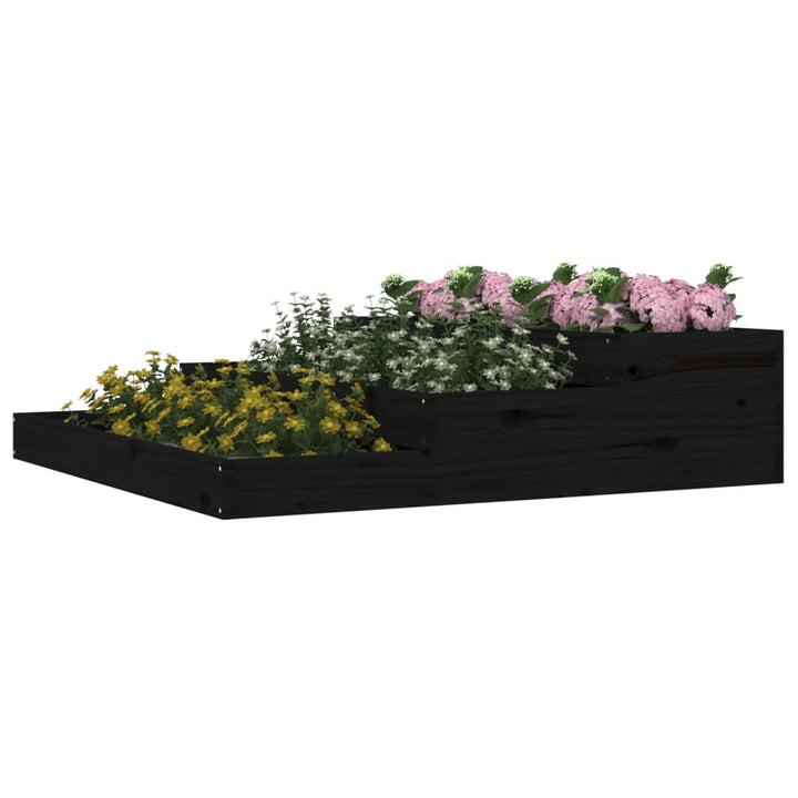 plantekasse 107x107x27 cm massivt fyrretræ sort