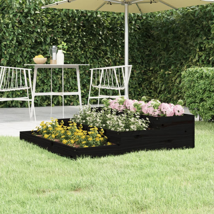 plantekasse 107x107x27 cm massivt fyrretræ sort
