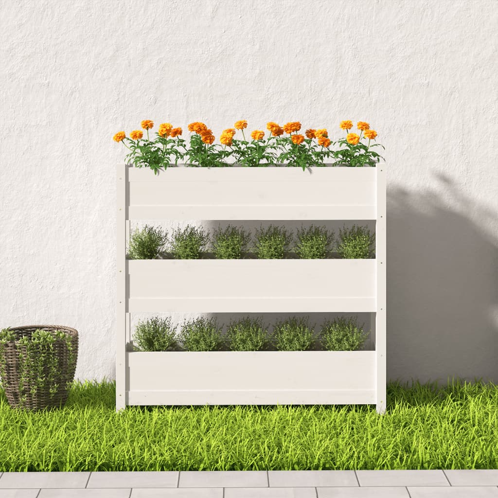 plantekasse 112x25x104,5 cm massivt fyrretræ hvid